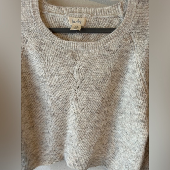 BEIGE SWEATER:KAISLEY BEIGE / OATMEAL CROPPED SWEATER MEDIUM - Picture 8 of 8